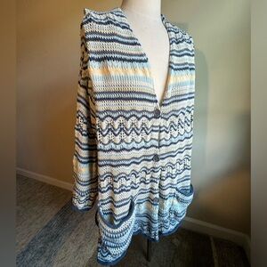 Johnny Was Hooded Crochet Knit Cardigan